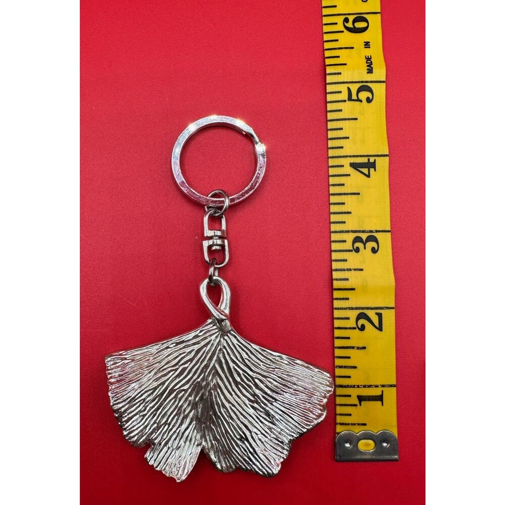 Michael Aram Ginkgo Leaf Symbolic Shiny Cleaned Silvertone Keychain - Picture 7 of 7